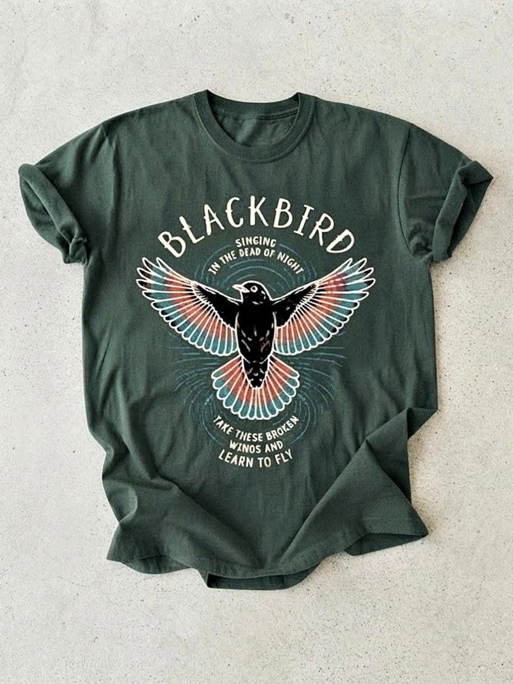 Blackbird Singing In The Dead Of Night Bird Art Gildan T-Shirt